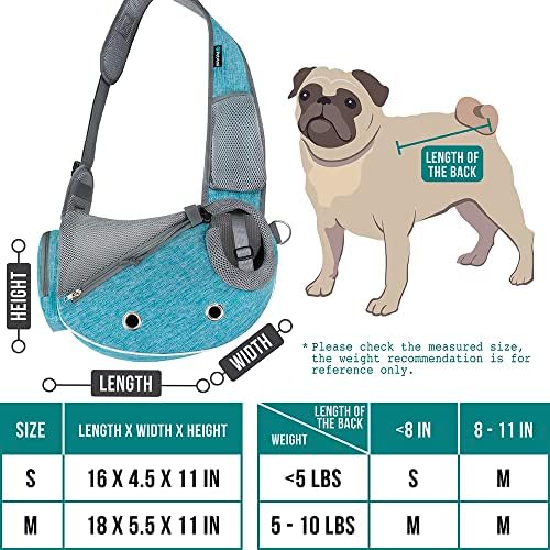 PetAmi Small Dog Sling Carrier, Puppy Cat Hands-Free Purse, 5 lb, Sea Blue