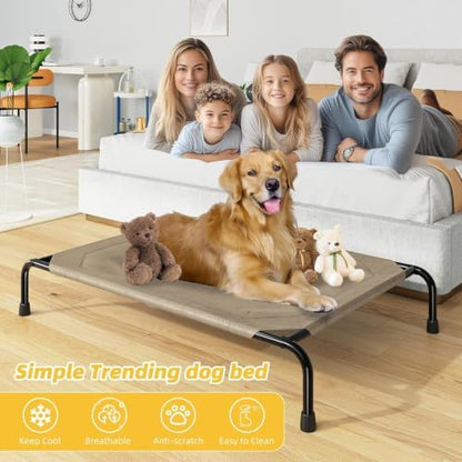Simple Trending Raised Dog Bed for Large Dogs, Waterproof XL Dog Cot, Brown