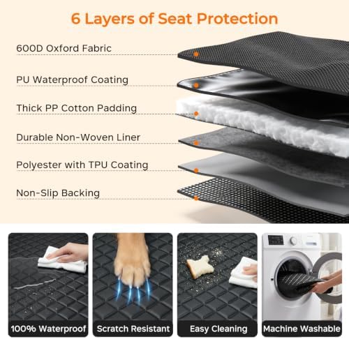 URPOWER Dog Car Seat Cover for Back Seat, Waterproof Car Seat Protector