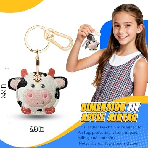 Leather Keychain Holder Case for AirTag, Cute Protective Cover for Apple Airtag KeyChain, GPS Tracker Item Finder