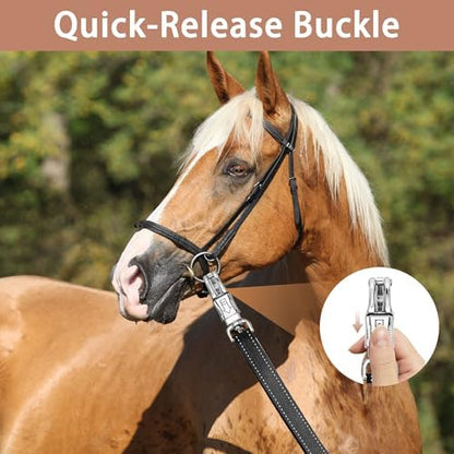 4 Pack Heavy-Duty Cross Ties for Horse - Adjustable Nylon Cross Ties with Panic Snap and Bull Snap (56.5"-98.4"), All-in-One Set with 4 Pack Tie Rings & 16 Matching Screws. (4 Pack-B)