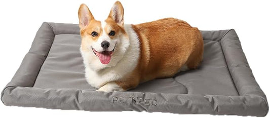 4-Season Water-Resistant Dog Beds for Metal Crates, Indoor & Outdoor Use for Dogs up to 40 lbs, Durable Oxford 900D Fabric, Plush Pillow & Supportive Foam, Washable (34 inches, Grey)