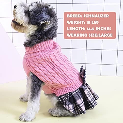 KYEESE Dog Sweater Dress for Small Dogs Turtleneck Thick Knit Pullover