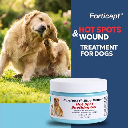 Forticept Blue Butter – Hot Spot Treatment for Dogs Cats | Dog Cat Wound Care | Skin Yeast Infections, Ringworm, Cuts, Rashes, First Aid Veterinary Strength Anti Itch Cream 4oz