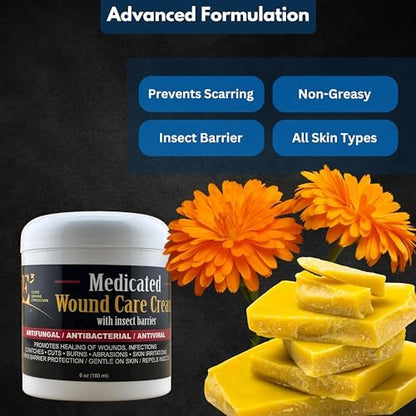 E3 Medicated Wound Cream for Horses, Dogs, Rabbits - Hot Spot Treatment Ointment - Dog Hot Spot Remedy & Paw Care - Non Greasy (1)