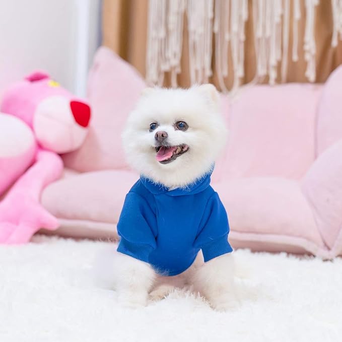 KOOLTAIL Dog Hoodie for Large Medium Small Dogs,Soft and Warm Pet Sweater with Leash Hole and Pocket Boy Girl,Puppy Fall Winter Jacket Clothes,French Pitbull Cold Weather Coat Sweatshirt,Blue M