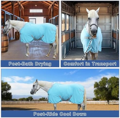 Horse Fleece Cooler Blanket, Moisture Wicking Post-Workout Drying