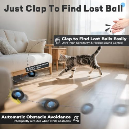 Interactive Cat Toy for Indoor Cats, Motion Activated Ball &7-Hole Maze Mat
