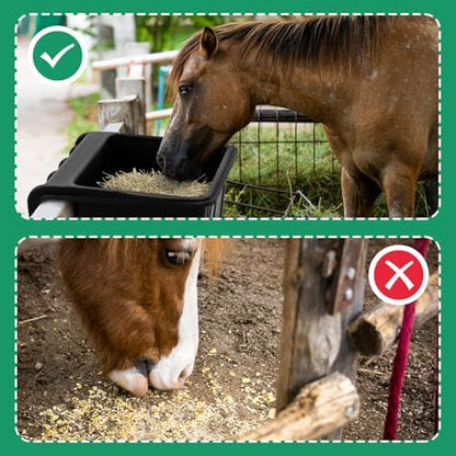 2 Pcs 17 Quart Rubber Horse Feed Bucket Hook Over Hanging Fence Feeder