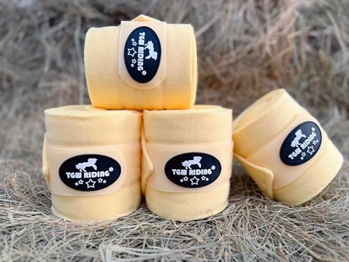 Horse Polo Leg Wraps, Equine Fleece Polo Wraps (Set of 4) - Horse Leg Bandages (Yellow)