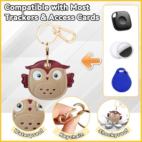 Leather Keychain Holder Case for AirTag, Cute Protective Cover for Apple Airtag KeyChain, GPS Tracker Item Finder