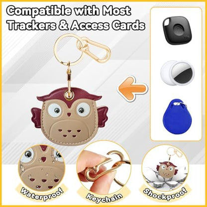 Leather Keychain Holder Case for AirTag, Cute Protective Cover for Apple Airtag KeyChain, GPS Tracker Item Finder