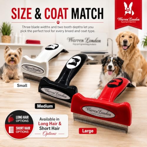 Warren London Deshedding Brush for Medium Short Hair Dogs, 2.5 Inch