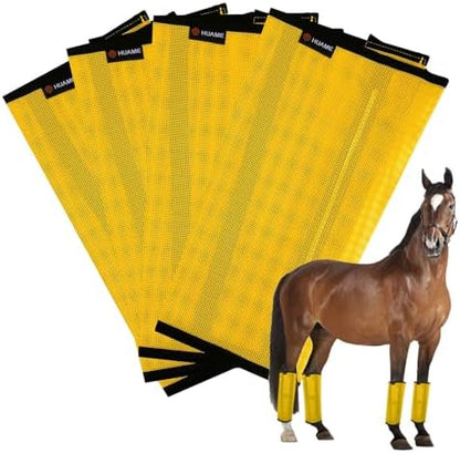 Horse Fly Boots, Breathable Mesh Protection Set of 4, Comfortable Horse Leggings, Breathable Mesh Design, Equine Supplies for Reduce Stomping, Hoof Damage & Leg Fatigue (Yellow, Large)