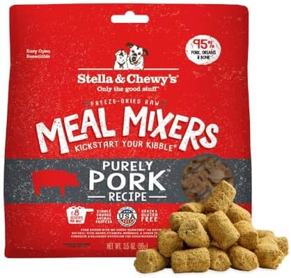 Stella & Chewy's Freeze-Dried Raw Pork Meal Mixers- Dog Food Topper and Mixer - Made with 95% Farm-Raised Pork, Organs & Bone - Perfect for Picky Eaters - Grain-Free - 3.5 oz