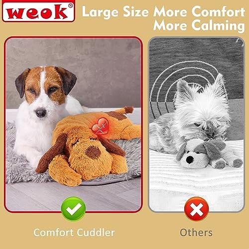 WEOK Heartbeat Puppy Toy, Comfort Cuddler Pillow, Dog Anxiety Relief Calming Aid,Heartbeat Stuffed Toy for Dogs,Puppy Heartbeat Toy Sleep Aid,Dog Heartbeat Toy for Pet