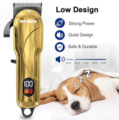 Quiet Dog Grooming Kit - 2000mAh Dog Clippers for Heavy Thick Hair Coats, Waterproof Rechargeable Cordless Clippers, Safe and Easy to Clean Pet Grooming