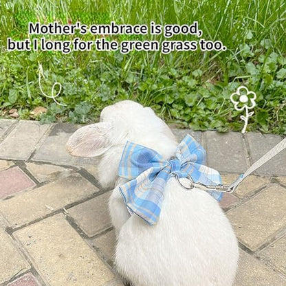 Rabbit Harness and Leash - Adjustable Bunny Harness Escape Proof for Walking Runnig Hiking Camping Outdoor,Cute Small Animal Harness Leash Set (Green,Small)