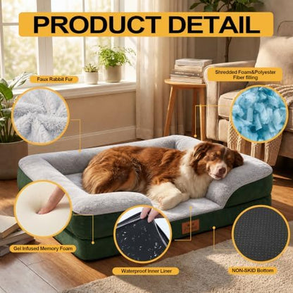 Orthopedic Extra Large Dog Bed, Memory Foam XL Dog Bed Couch, 44" L