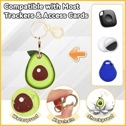 Leather Keychain for Airtag, Cute Protective Keychain Holder Compatible with Apple Air Tag,GPS Case Cover for Keys(Avocado)