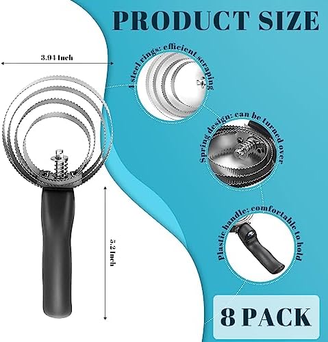 Tanlade 4 Rings 8 Pack Curry Comb Horse Brush Metal Curry Brush Derby Party Supplies Reversible Stainless Steel Comb Scraper with Comfortable Grip for Cow Sheep Pet Dog Goat Horse (Black)