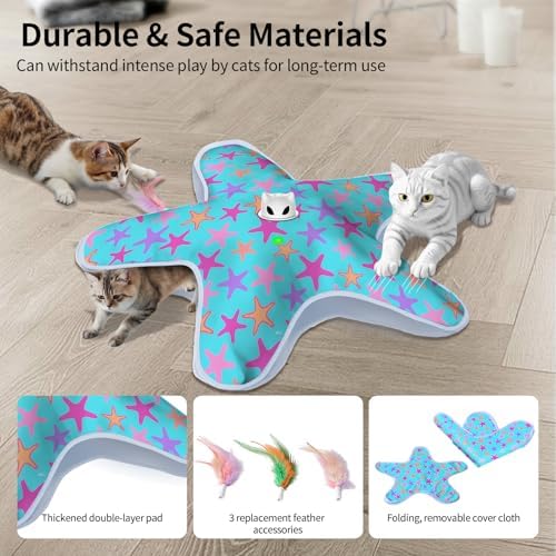 Interactive Cat Toys for Indoor Cats with Moving Concealed Feathers