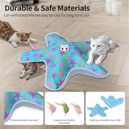 Interactive Cat Toys for Indoor Cats with Moving Concealed Feathers
