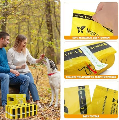 Certified Compostable Dog Poop Bags-270Bags 18Rolls, Poop Bags for Dogs Made of Cornstarch - ASTM D6400 By USA, 100% Leakproof & 20% Extra Thick, Unscented Dog Waste Bags (Yellow)