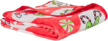 Franco Collectibles The Grinch By Dr. Seuss Holiday Christmas Super Soft Cozy Plush Throw, 40 in x 50 in, (Officially Licensed Product)