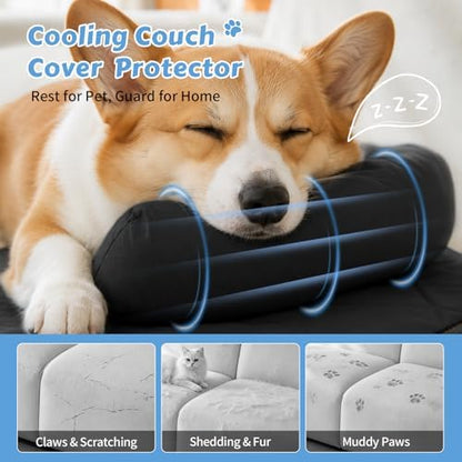 Cooling Dog Bed Mats with Neck & Head Support, 35.43 x31.5 inch Black