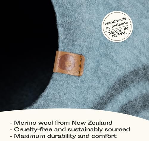 MEOWFIA Cat Cave - Merino Wool Bed for Indoor Cats (Aquamarine, Medium)