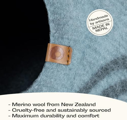 MEOWFIA Cat Cave - Merino Wool Bed for Indoor Cats (Aquamarine, Medium)