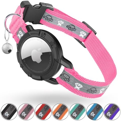 Reflective AirTag Cat Collar, Integrated Cat Collar with Air Tag Holder