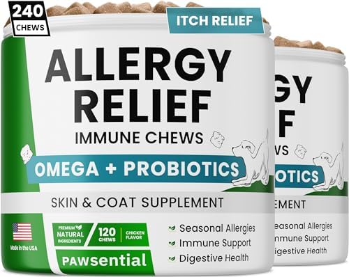 Allergy Relief Dog Chews - Itchy Skin Relief with Omega 3 + Probiotics