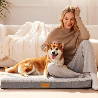 Patas Lague Orthopedic Large Dog Bed Washable Pet Sofa Mat 42''X28'' Ivory