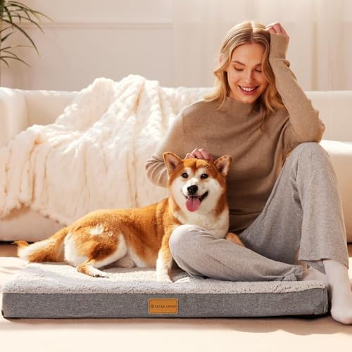 Patas Lague Orthopedic Large Dog Bed Washable Pet Sofa Mat 56''X40'' Ivory