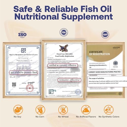 Wild Alaskan Salmon Oil for Dogs & Cats (16oz), Fish Oil Omega 3 Supplements with EPA & DHA for Skin & Coat, Immune, Brain, Joint and Heart Health, Dog & Cat Fish Oil Supplements with Pump