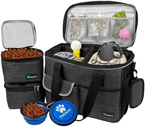 PetAmi Dog Travel Bag Organizer, Pet Supplies Diaper Tote, Dark Gray Medium