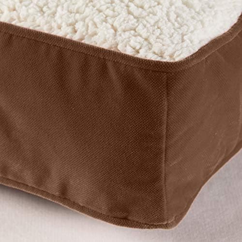 Happy Hounds Oscar Rectangle Orthopedic Foam Sherpa Dog Bed, Large (48 x 36 in.), Mocha
