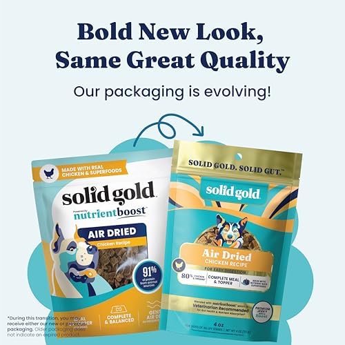 Solid Gold Air Dried Dog Food Topper & Treats for Picky Eaters, Chicken 1lb