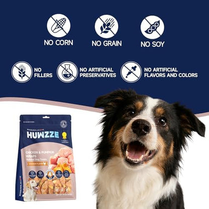 Chicken Wrapped Pumpkin Dog Jerky Treats, Puppy Training Snacks Supports Healthy Digestion, Low Fat & Grain Free, 14.1 oz