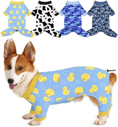 Bienbee Dog Pajamas, 4 Pack Adjustable Onesies for Small to Large Dogs XL