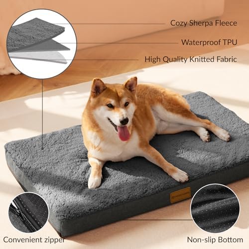 Patas Lague Orthopedic Large Dog Bed Pet Sofa Mat 56''X40'' Dark Grey