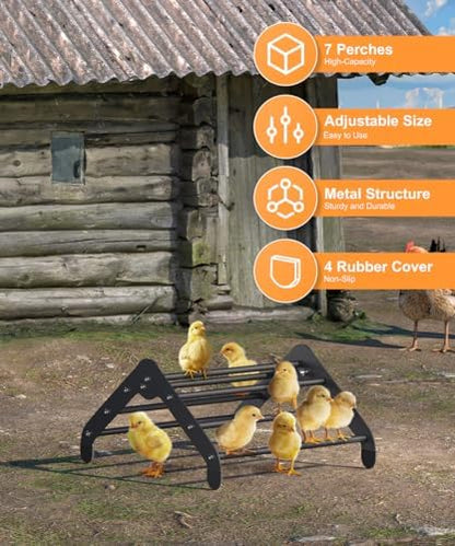 Koutemie Adjustable Chicken Perch for Coop, Small