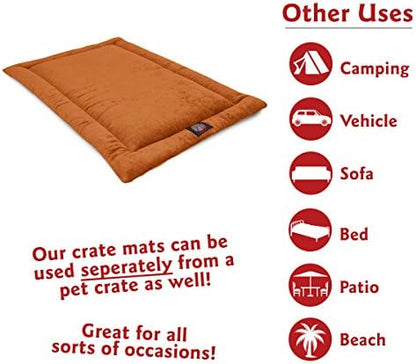 Majestic Pet Dog Crate Mat - Machine Washable Soft Plush Pet Bed Pad for Crates & Kennels | USA Crafted | 30"x21" Villa Orange
