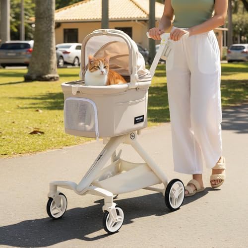 TT Pet Stroller for Small Dog & Cats (Beige)
