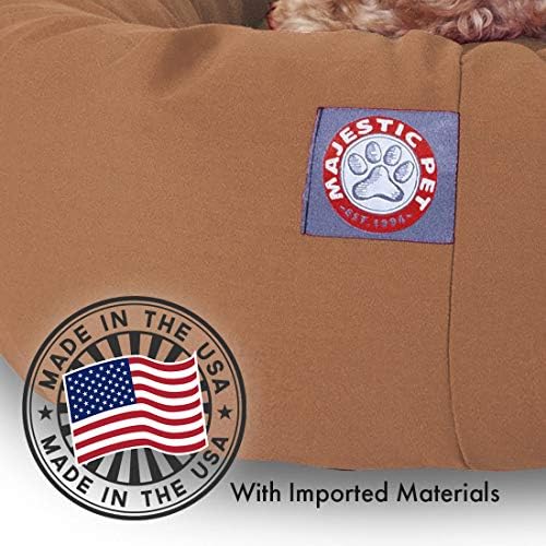 Majestic Pet 52 Inch Bagel Calming Dog Bed Washable – Cozy Soft Round Dog Bed with Spine Support for Dogs to Rest their Head - Fluffy Donut Dog Bed 52x35x11 (Inch) - Round Pet Bed X-Large – Khaki