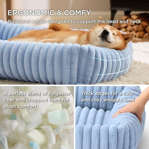Bedsure ComfyFleece™ Cute Dog Beds Large Sized Dog Washable，36in Blue