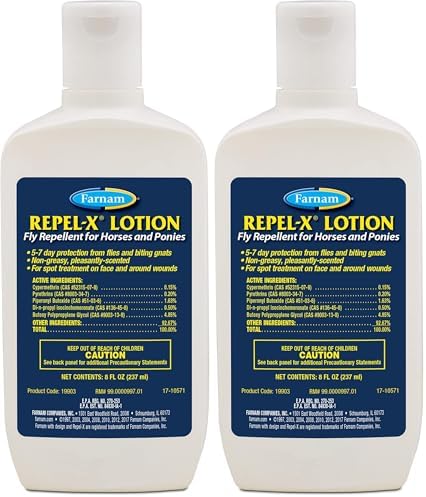 Farnam Repel-X Lotion Fly Repellent for Horses and Ponies Lotion 8 Ounce (Pack of 2)