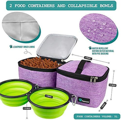 PetAmi Dog Travel Bag Organizer, Pet Supplies Tote Diaper Bag, Purple Large